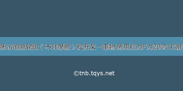 某人用如图所示的滑轮组（不计摩擦）提升某一重物 所用拉力F为200N 若滑轮组的机械