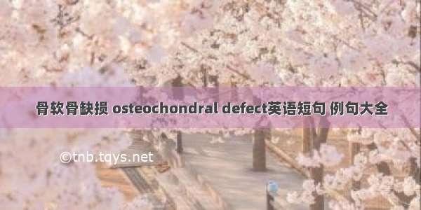 骨软骨缺损 osteochondral defect英语短句 例句大全