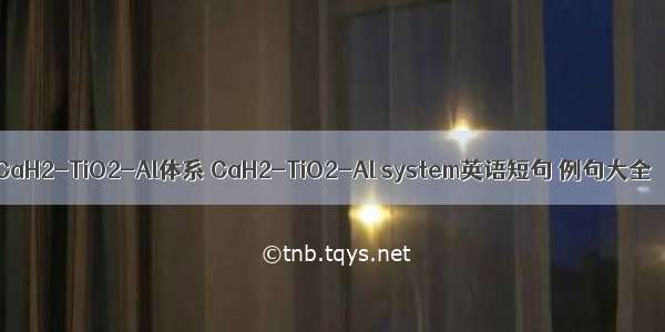 CaH2-TiO2-Al体系 CaH2-TiO2-Al system英语短句 例句大全