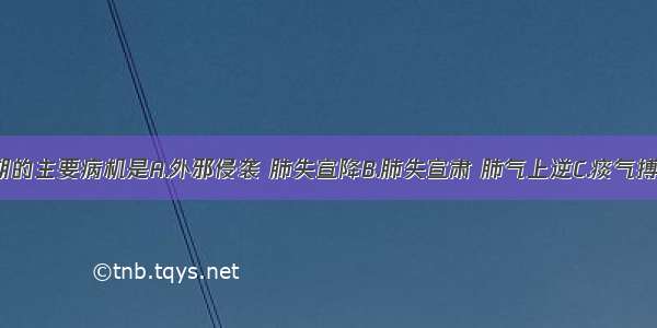 哮证发作期的主要病机是A.外邪侵袭 肺失宣降B.肺失宣肃 肺气上逆C.痰气搏结 气道被