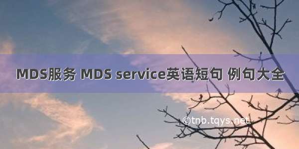 MDS服务 MDS service英语短句 例句大全