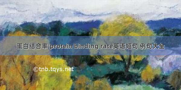 蛋白结合率 protein binding rate英语短句 例句大全