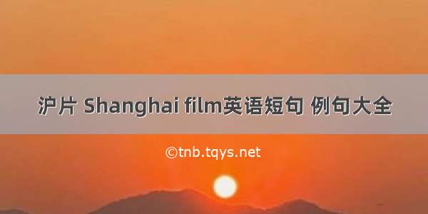 沪片 Shanghai film英语短句 例句大全