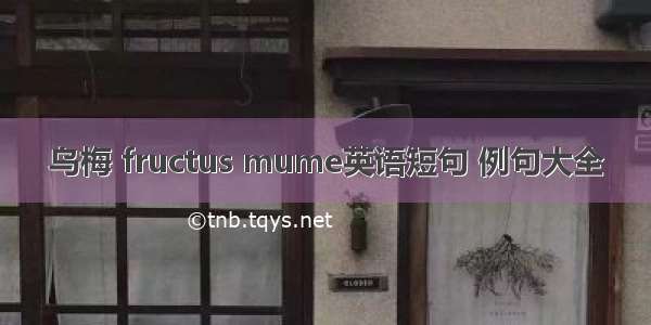 乌梅 fructus mume英语短句 例句大全