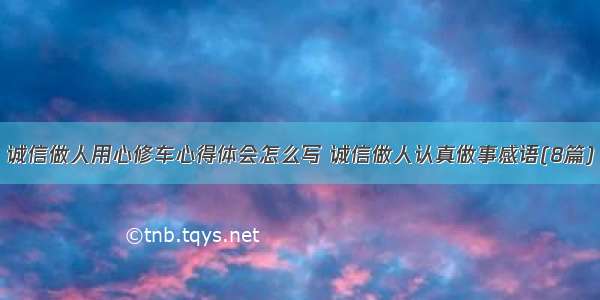 诚信做人用心修车心得体会怎么写 诚信做人认真做事感语(8篇)