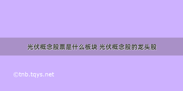 光伏概念股票是什么板块 光伏概念股的龙头股