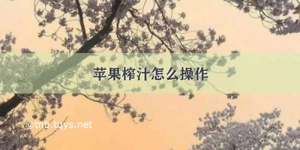 苹果榨汁怎么操作