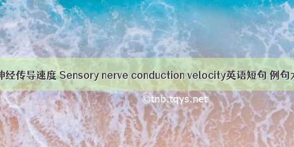 感觉神经传导速度 Sensory nerve conduction velocity英语短句 例句大全