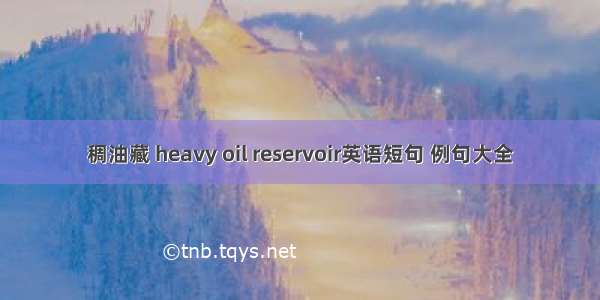 稠油藏 heavy oil reservoir英语短句 例句大全