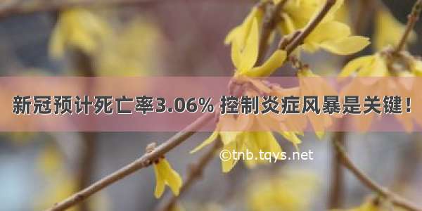 新冠预计死亡率3.06% 控制炎症风暴是关键！