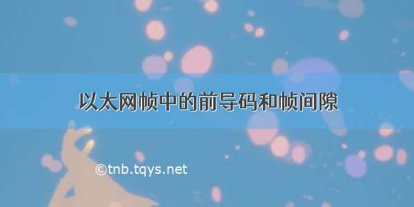 以太网帧中的前导码和帧间隙