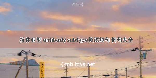 抗体亚型 antibody subtype英语短句 例句大全