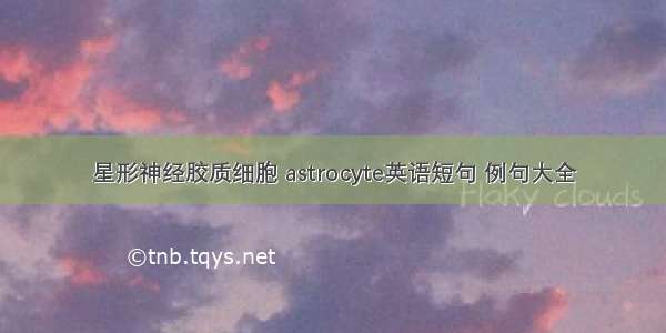 星形神经胶质细胞 astrocyte英语短句 例句大全