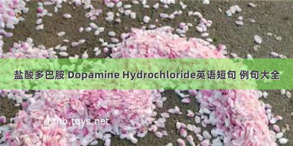 盐酸多巴胺 Dopamine Hydrochloride英语短句 例句大全