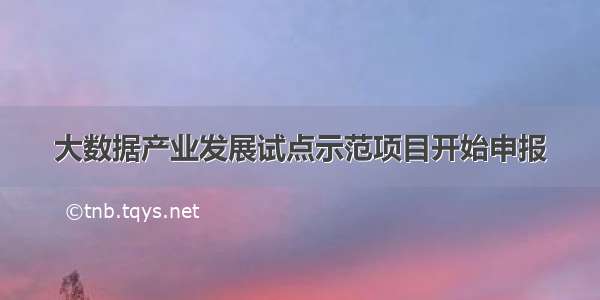 大数据产业发展试点示范项目开始申报