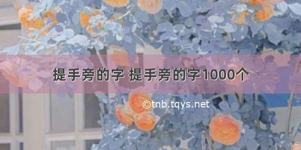 提手旁的字 提手旁的字1000个