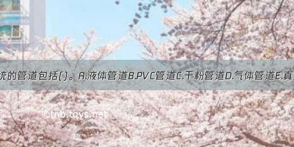 干粉灭火系统的管道包括()。A.液体管道B.PVC管道C.干粉管道D.气体管道E.真空高压管道