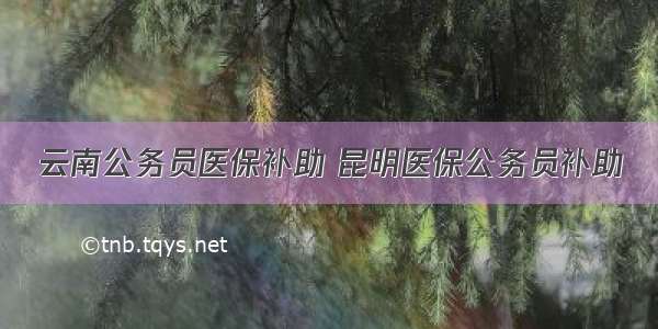 云南公务员医保补助 昆明医保公务员补助