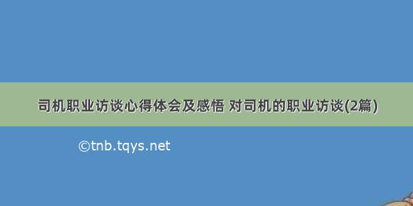 司机职业访谈心得体会及感悟 对司机的职业访谈(2篇)