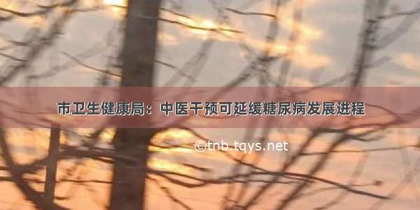 市卫生健康局：中医干预可延缓糖尿病发展进程