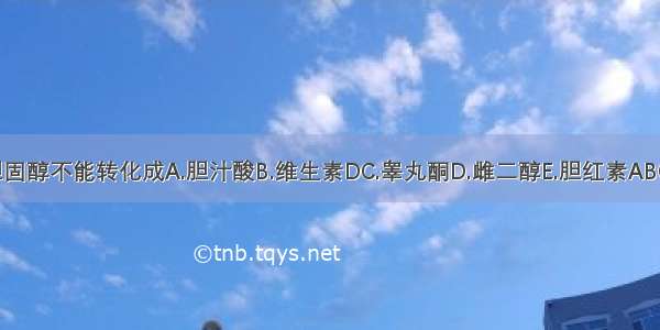 ()胆固醇不能转化成A.胆汁酸B.维生素DC.睾丸酮D.雌二醇E.胆红素ABCDE