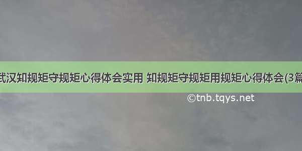 武汉知规矩守规矩心得体会实用 知规矩守规矩用规矩心得体会(3篇)