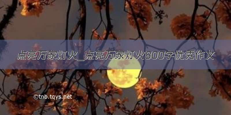 点亮万家灯火_点亮万家灯火800字优秀作文