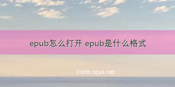 epub怎么打开 epub是什么格式