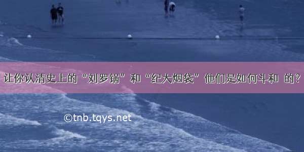 让你认清史上的“刘罗锅”和“纪大烟袋”他们是如何斗和珅的？