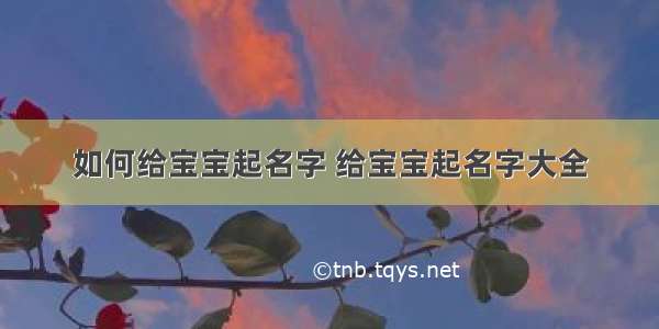 如何给宝宝起名字 给宝宝起名字大全