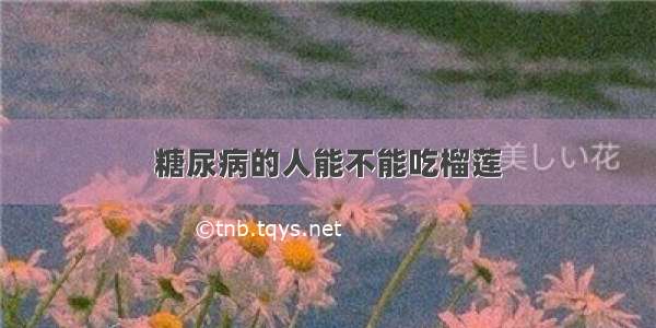 糖尿病的人能不能吃榴莲