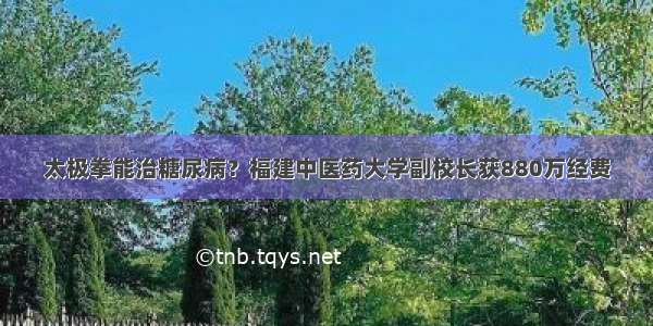 太极拳能治糖尿病？福建中医药大学副校长获880万经费