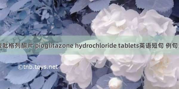 盐酸吡格列酮片 pioglitazone hydrochloride tablets英语短句 例句大全