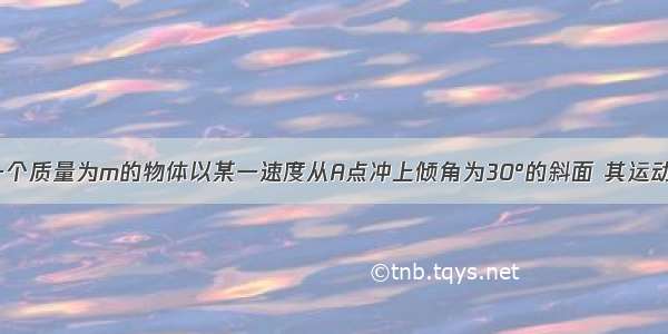 如图所示 一个质量为m的物体以某一速度从A点冲上倾角为30°的斜面 其运动的加速度大