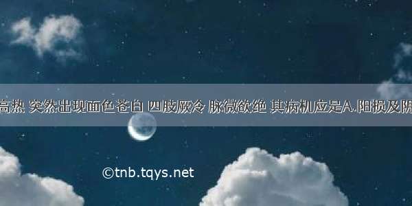 患者持续高热 突然出现面色苍白 四肢厥冷 脉微欲绝 其病机应是A.阳损及阴B.寒极生