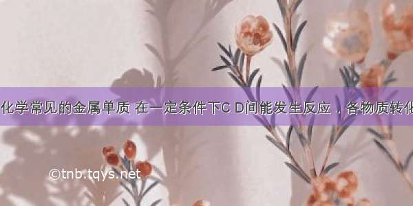 D E为中学化学常见的金属单质 在一定条件下C D间能发生反应．各物质转化关系如图：