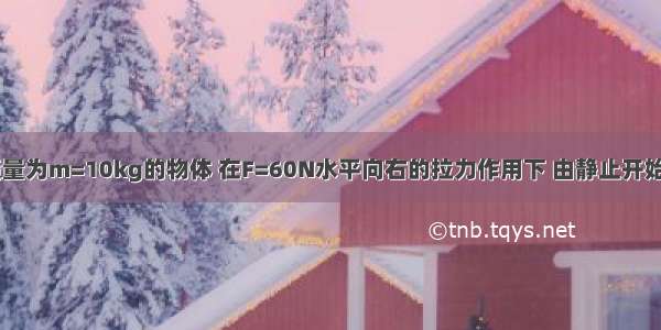 如图所示 质量为m=10kg的物体 在F=60N水平向右的拉力作用下 由静止开始运动．设物