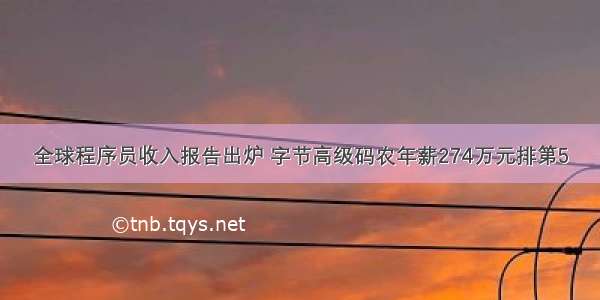 全球程序员收入报告出炉 字节高级码农年薪274万元排第5