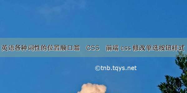 英语各种词性的位置顺口溜 – CSS – 前端 css 修改单选按钮样式