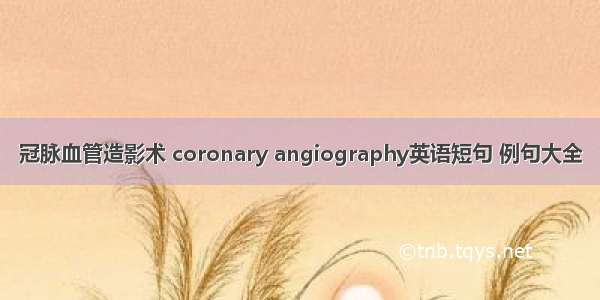 冠脉血管造影术 coronary angiography英语短句 例句大全