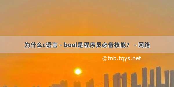 为什么c语言 – bool是程序员必备技能？ – 网络