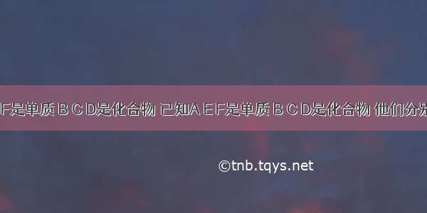 已知A E F是单质 B C D是化合物 已知A E F是单质 B C D是化合物 他们分别是有碳