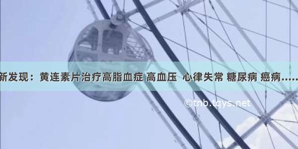 新发现：黄连素片治疗高脂血症 高血压  心律失常 糖尿病 癌病......