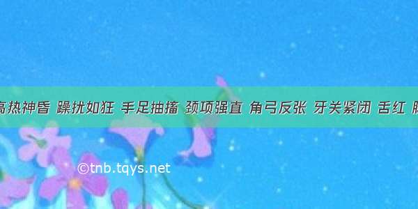 患者 高热神昏 躁扰如狂 手足抽搐 颈项强直 角弓反张 牙关紧闭 舌红 脉弦数。