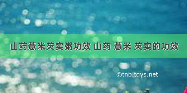 山药薏米芡实粥功效 山药 薏米 芡实的功效