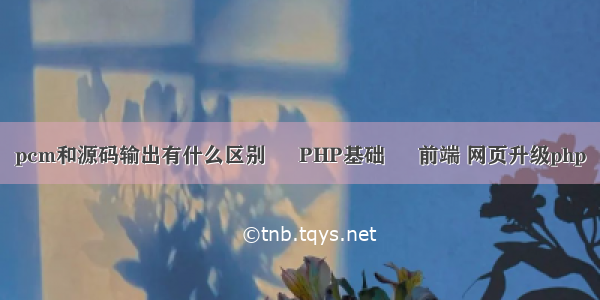 pcm和源码输出有什么区别 – PHP基础 – 前端 网页升级php