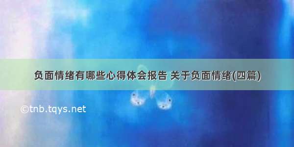 负面情绪有哪些心得体会报告 关于负面情绪(四篇)