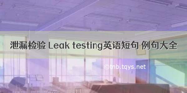 泄漏检验 Leak testing英语短句 例句大全