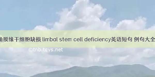 角膜缘干细胞缺损 limbal stem cell deficiency英语短句 例句大全