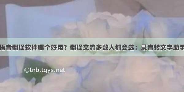 语音翻译软件哪个好用？翻译交流多数人都会选：录音转文字助手